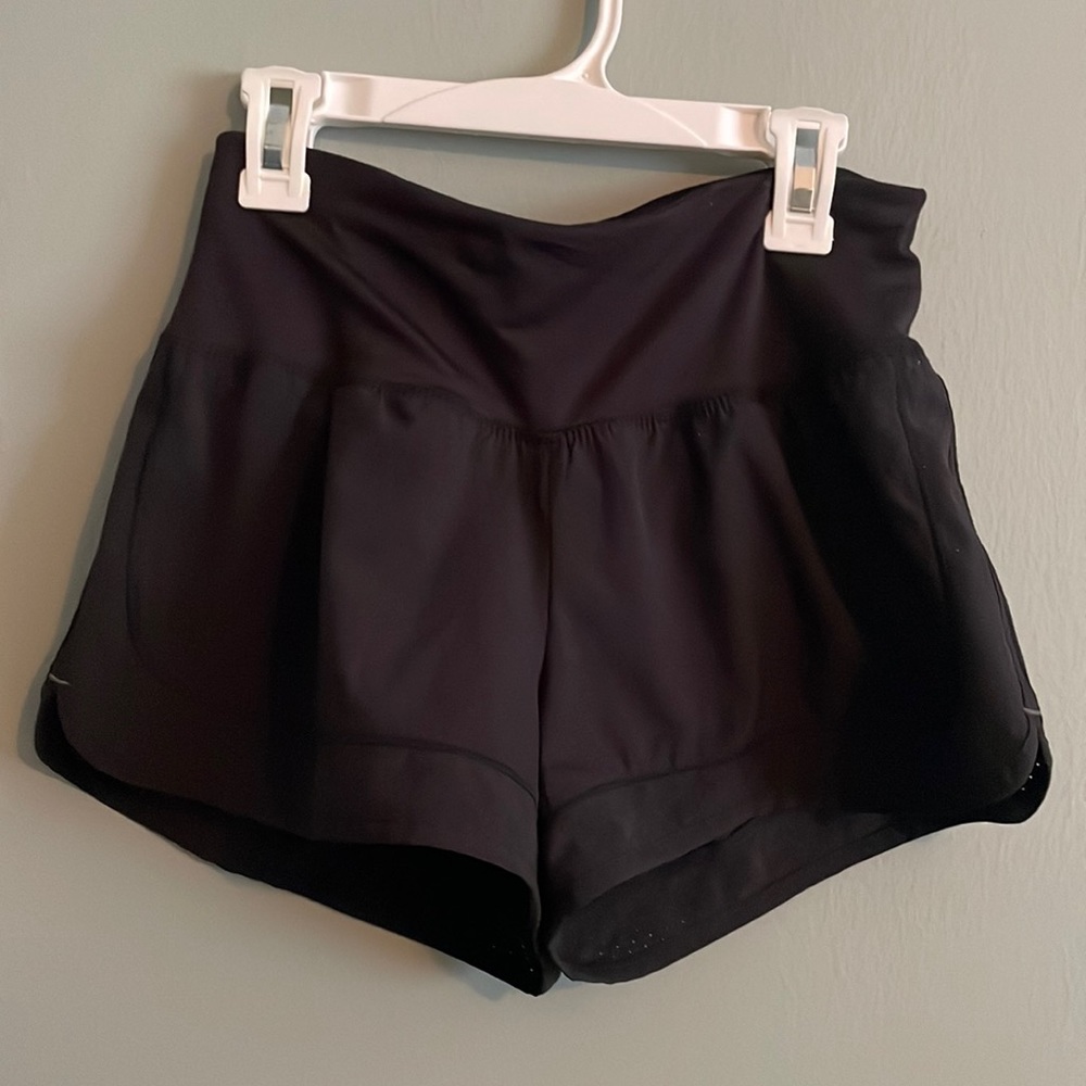 Champion black running shorts with liner. Size XS. Flat tummy panel. Mesh bottom